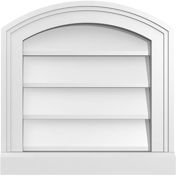 Ekena Millwork Arch Top Surface Mount PVC Gable Vent: Functional, w/ 2"W x 2"P Brickmould Sill Frame, 16"W x 16"H GVPAR16X1603SF - main